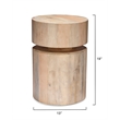 Maklaine Handcrafted Mango Wood Stacked Cylinder Side Table in White