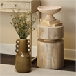 Maklaine Handcrafted Mango Wood Stacked Cylinder Side Table in White