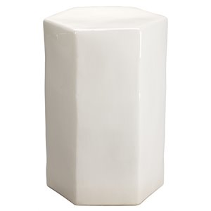 Maklaine Contemporary Large Geometric Ceramic Side Table in White
