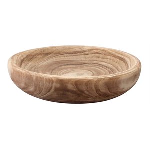 Maklaine Hand-Carved Paulownia Wood Small Decorative Bowl in Natural