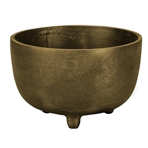 Maklaine Hand-Forged Metal 3-Legged Decorative Bowl in Antique Brass