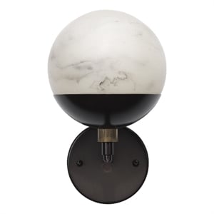 Maklaine Faux Alabaster and Steel Wall Sconce in Oil Rubbed Bronze