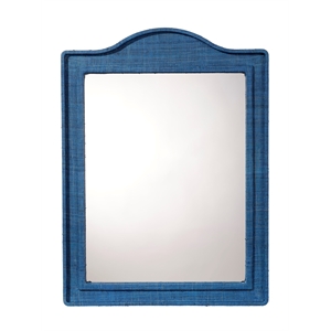 Maklaine Contemporary Handmade Dyed Raffia Arch Wall Mirror in Indigo