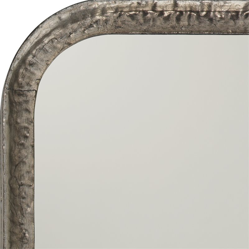 Maklaine Iron Rounded Rectangle Transitional Mirror in Silver Leaf