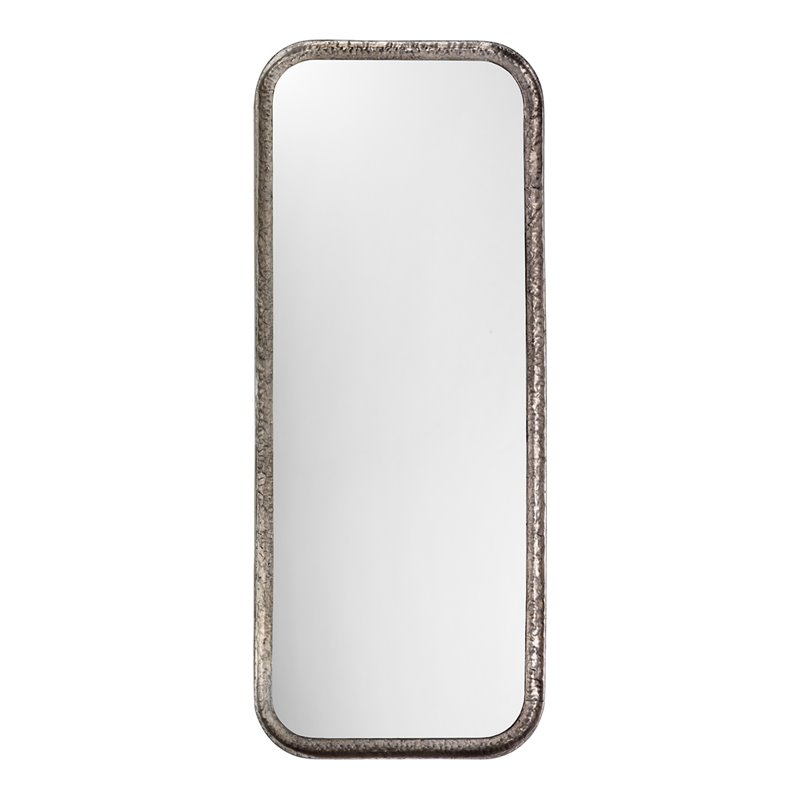Maklaine Iron Rounded Rectangle Transitional Mirror in Silver Leaf