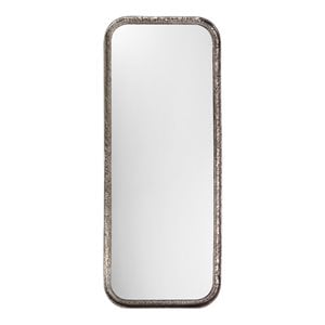 Maklaine Iron Rounded Rectangle Transitional Mirror in Silver Leaf