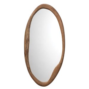 Maklaine Imperfect-Shape Oval Mango Wood Wall Mirror in Natural