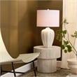 Maklaine Handmade Ribbed Ceramic Table Lamp With Linen Drum Shade