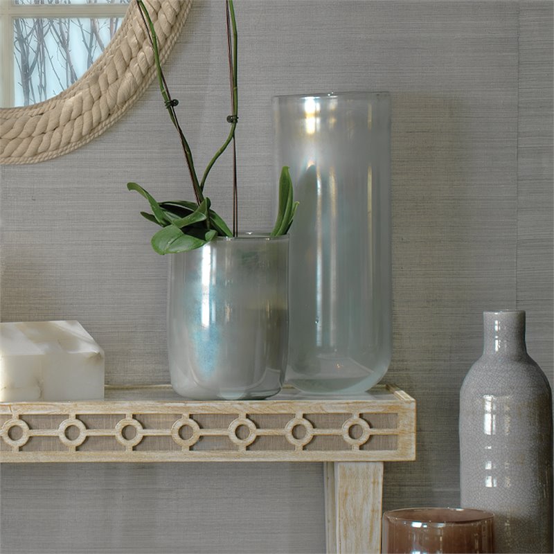 Maklaine Contemporary Metallic Opal Glass Medium Decorative Vase in Blue