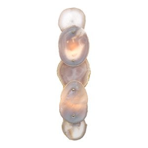 Maklaine 2-Light Natural Agate and Steel Wall Sconce in Antique Brass