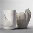 Maklaine Perforated Porcelain Decorative Moon Vase in White Matte