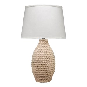 Maklaine Coastal Jute Rope-Wrapped Table Lamp With Linen Shade
