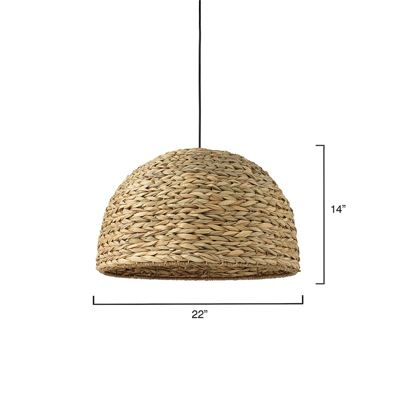 Maklaine Contemporary Braided Seagrass Coastal Pendant Light in Natural