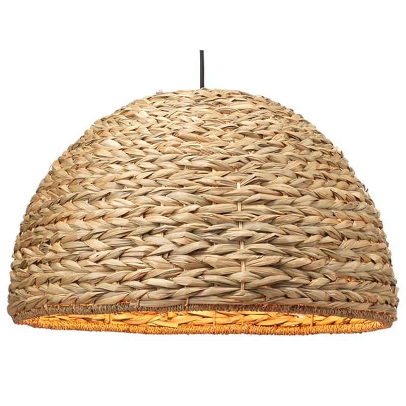 Maklaine Contemporary Braided Seagrass Coastal Pendant Light in Natural