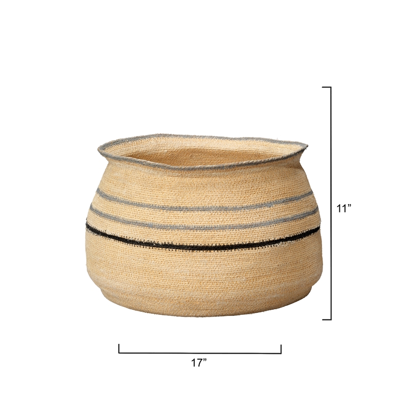 Maklaine Handwoven Natural Seagrass Jute Decorative Basket in Natural