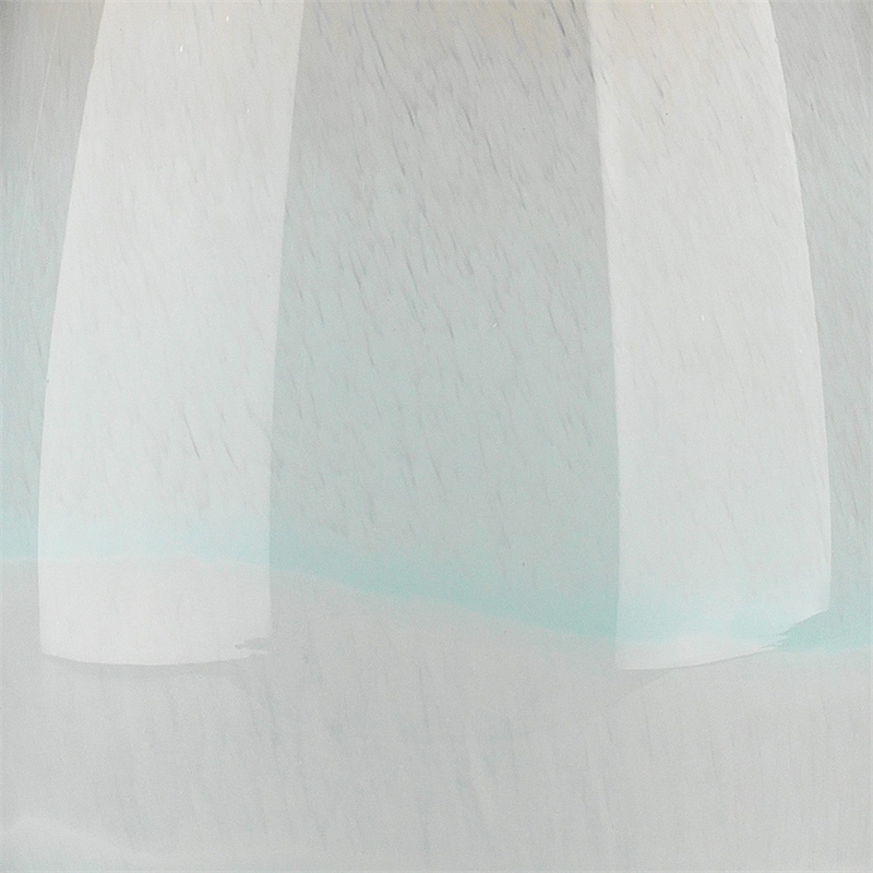 Maklaine Hand-Blown Glass Table Lamp With Linen Shade in Sky Blue