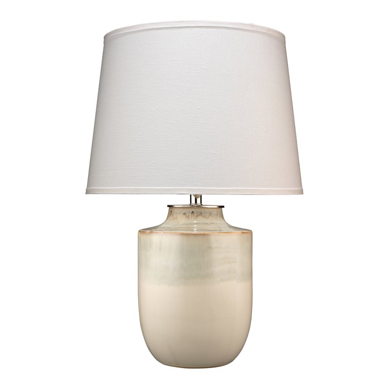 Maklaine Ombre Coastal Ceramic Table Lamp With Linen Shade in Cream