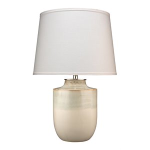 Maklaine Ombre Coastal Ceramic Table Lamp With Linen Shade in Cream
