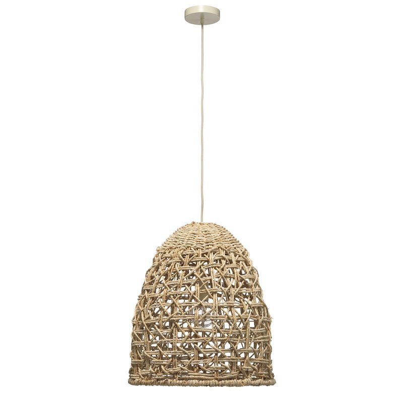 Maklaine Hand-Woven Natural Corn Straw Coastal Pendant in Natural