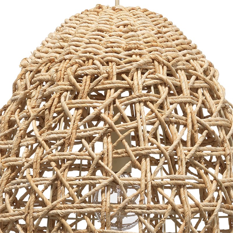 Maklaine Hand-Woven Natural Corn Straw Coastal Pendant in Natural