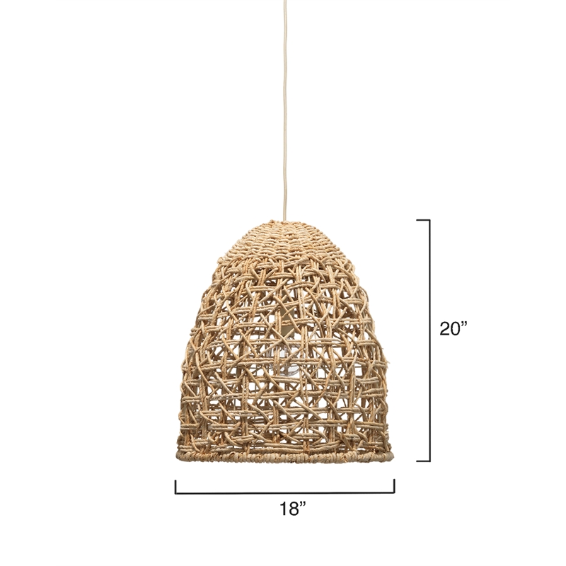 Maklaine Hand-Woven Natural Corn Straw Coastal Pendant in Natural