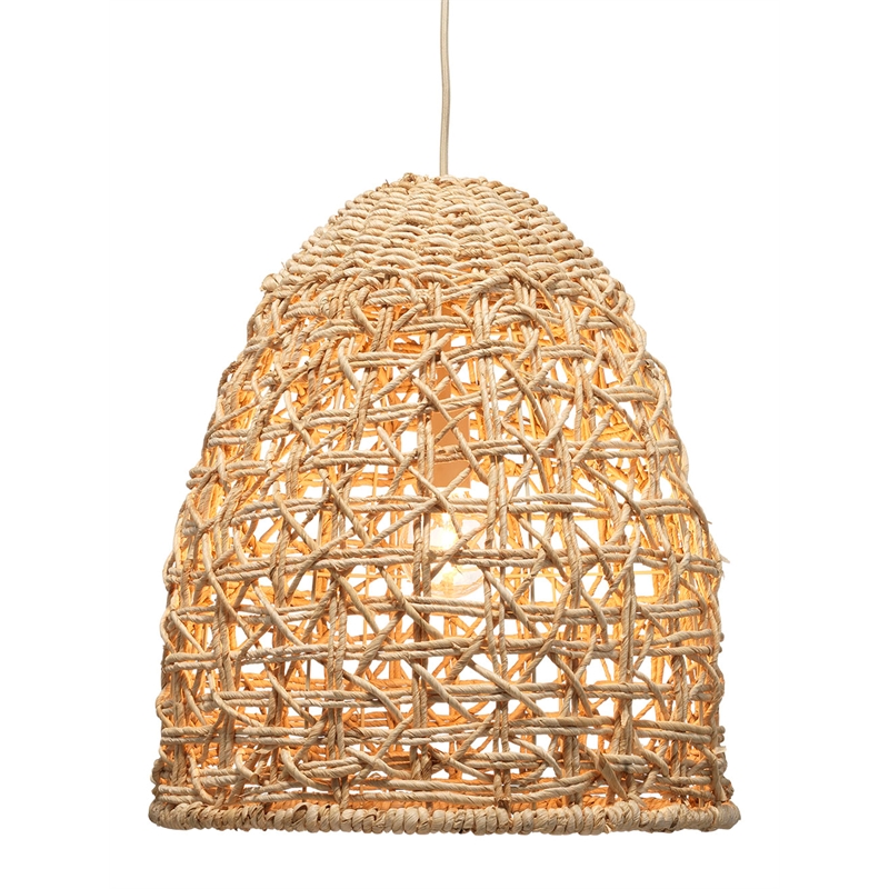 Maklaine Hand-Woven Natural Corn Straw Coastal Pendant in Natural