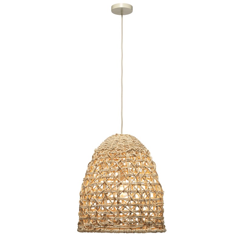 Maklaine Hand-Woven Natural Corn Straw Coastal Pendant in Natural