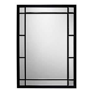 Maklaine Iron Grid Multi-Panel Beveled Wall Mirror in Matte Black
