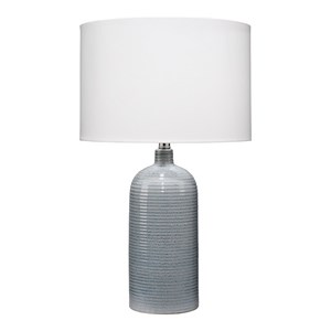Maklaine 25.5&quot Ridged Ceramic Table Lamp in Blue Reactive Glaze