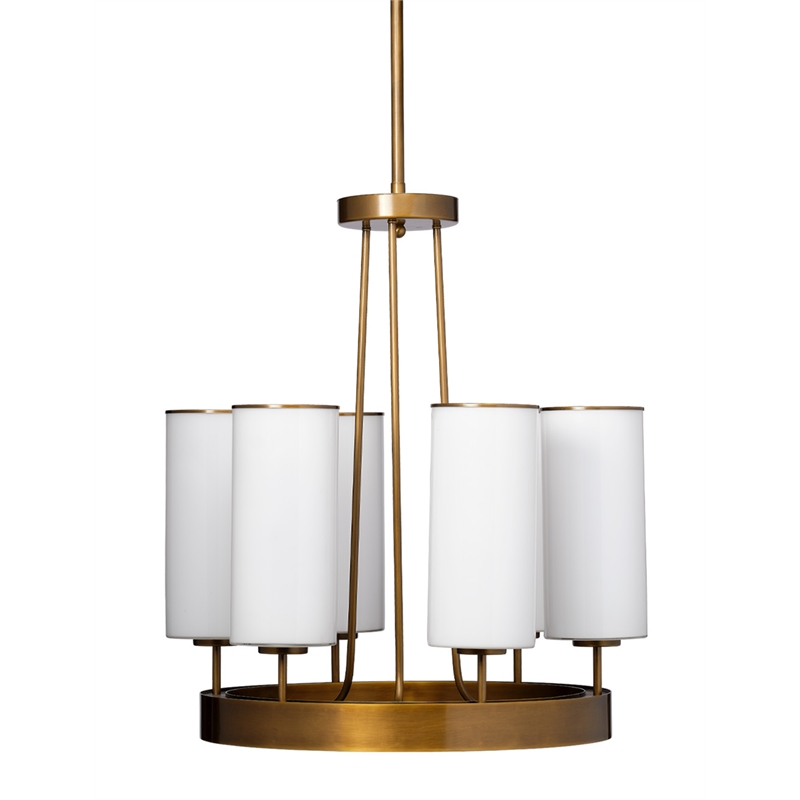 Maklaine 6-Light Hand-Blown Glass Chandelier in Antique Brass