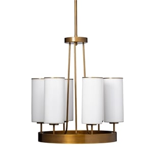 Maklaine 6-Light Hand-Blown Glass Chandelier in Antique Brass