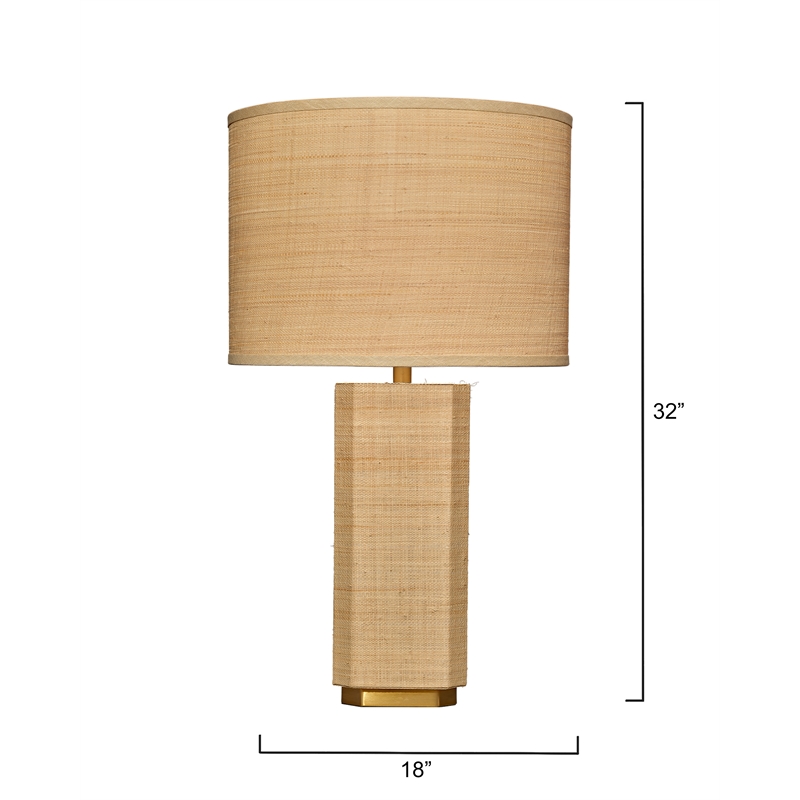 Maklaine Raffia-Wrapped Geometric Table Lamp With Raffia Shade in Natural