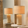 Maklaine Raffia-Wrapped Geometric Table Lamp With Raffia Shade in Natural