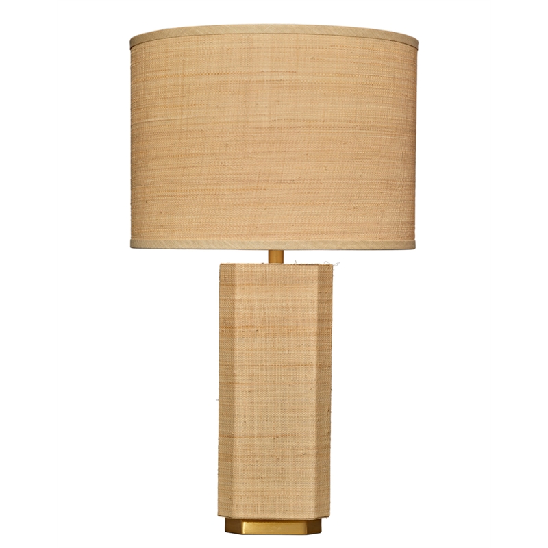 Maklaine Raffia-Wrapped Geometric Table Lamp With Raffia Shade in Natural