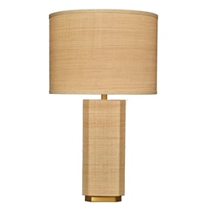 Maklaine Raffia-Wrapped Geometric Table Lamp With Raffia Shade in Natural