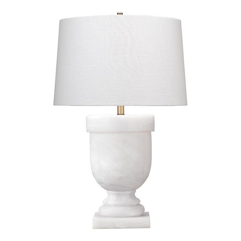 Maklaine Faux Alabaster Resin Traditional Table Lamp in White