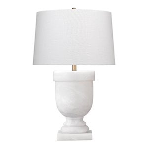 Maklaine Faux Alabaster Resin Traditional Table Lamp in White