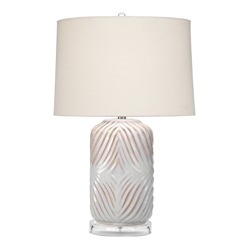 Maklaine Modern Soft-Edge Ceramic Table Lamp in White and Natural
