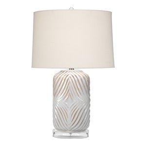 Maklaine Modern Soft-Edge Ceramic Table Lamp in White and Natural