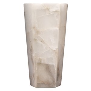 Maklaine Contemporary Alabaster Stone Tall Hexagon Wall Sconce in White