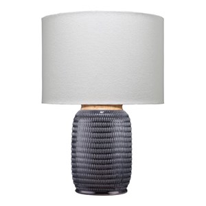 Maklaine Reactive-Glaze Ceramic Table Lamp With Linen Shade in White