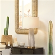 Maklaine Pleated Ceramic Table Lamp With Tapered Linen Shade in Cream