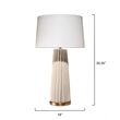 Maklaine Pleated Ceramic Table Lamp With Tapered Linen Shade in Cream