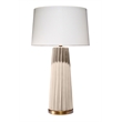 Maklaine Pleated Ceramic Table Lamp With Tapered Linen Shade in Cream