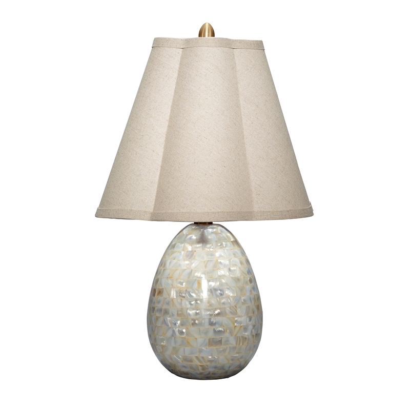 Maklaine Iridescent Mother of Pearl Table Lamp With Scalloped Shade