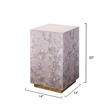 Maklaine Lacquered Floral Paper Accent Side Table in Lavender/Gold