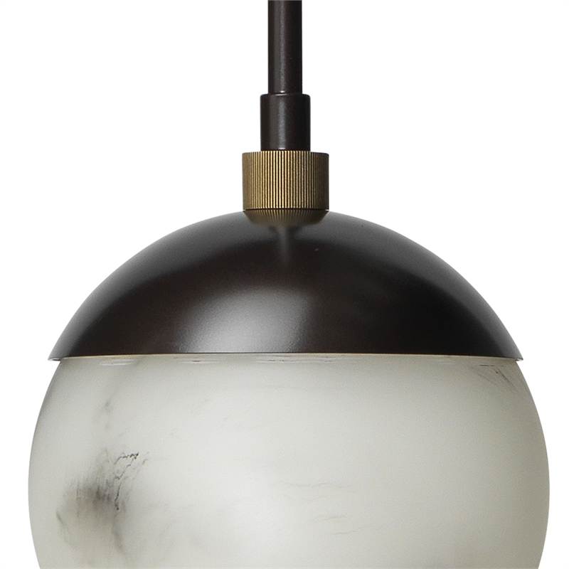 Maklaine Faux Alabaster and Steel 1-Light Pendant in Oil Rubbed Bronze