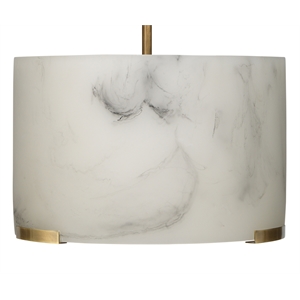 Maklaine Faux Alabaster Resin and Steel 3-Light Pendant in White/Brass