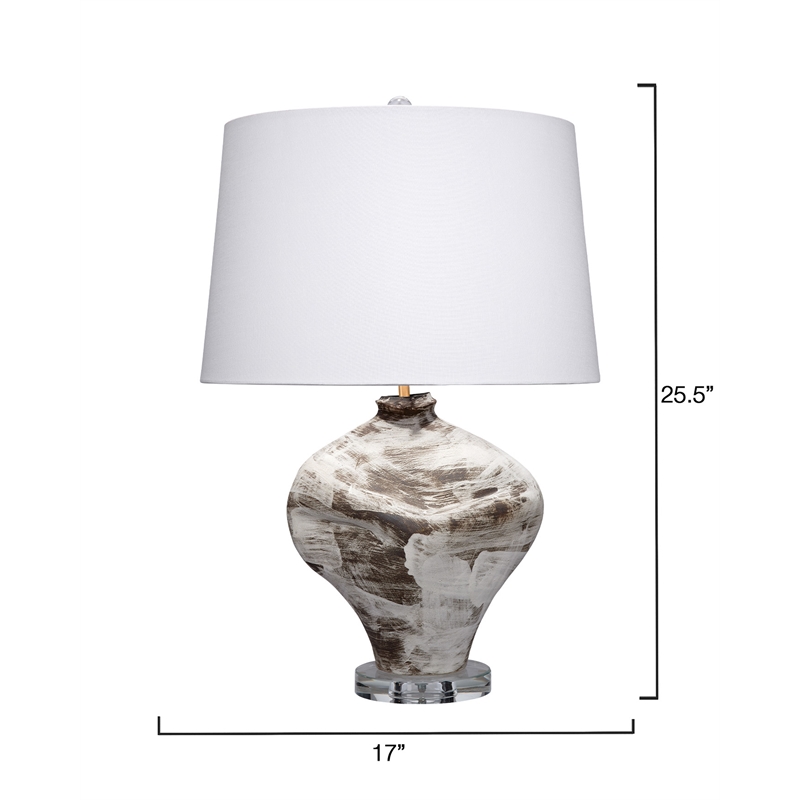 Maklaine Italian-Inspired Ceramic Table Lamp With Linen Drum Shade