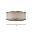 Maklaine Alabaster and Brass Flush Mount Ceiling Light in White/Large